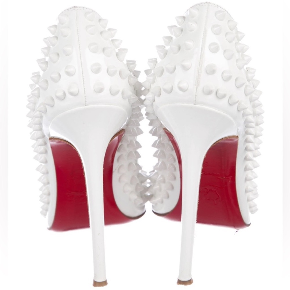 Christian Louboutin Studded White Pigalle 120 Patent 37 - Picture 13 of 15